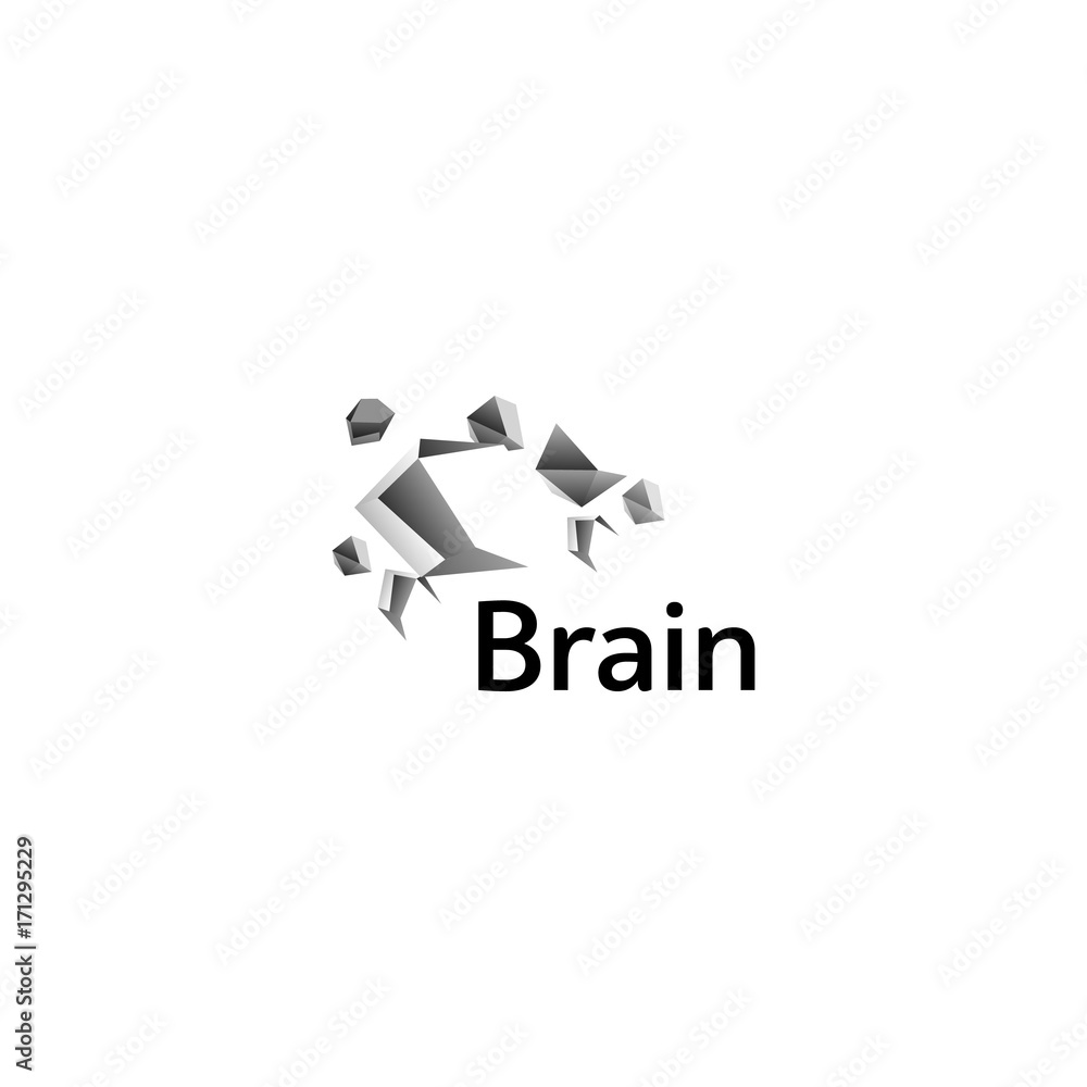 Poster brain logo silhouette design vector template. think idea concept. brain storm power thinking logotyp