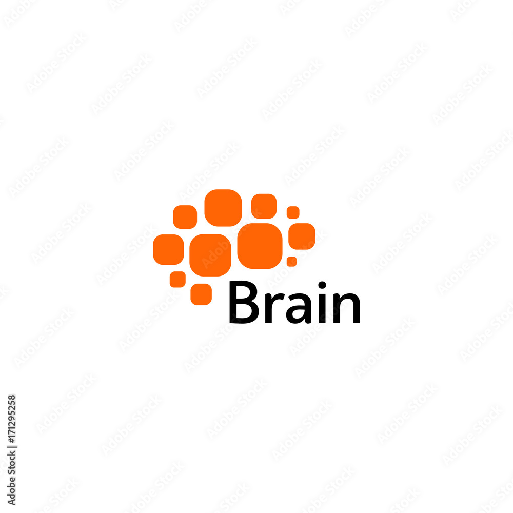 Poster brain logo silhouette design vector template. think idea concept. brain storm power thinking logotyp