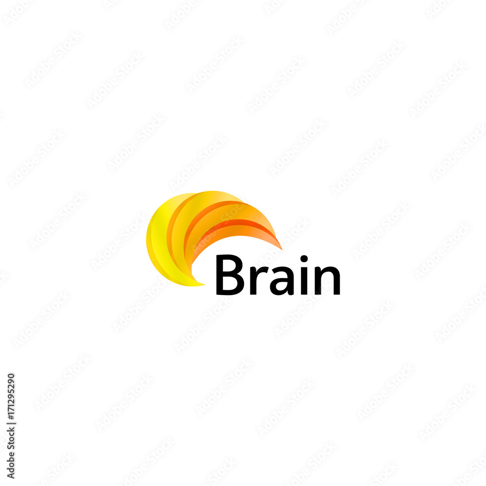 Poster brain logo silhouette design vector template. think idea concept. brain storm power thinking logotyp