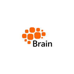Fototapeta na wymiar Brain Logo silhouette design vector template. Think Idea concept. Brain storm power thinking logotype icon. Isolated abstract unusual creative digital brainstorming idea symbol.
