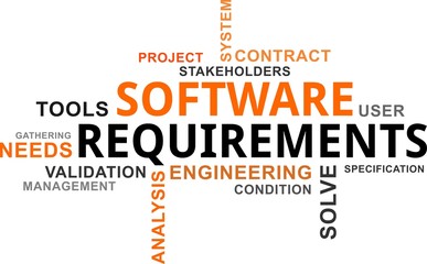 word cloud - software requirements - obrazy, fototapety, plakaty