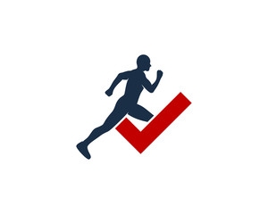 Run Check Icon Logo Design Element