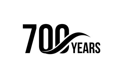 Vector isolated anniversary date logo template for business company birthday icon design element. Seven hundred abstract sign. Happy jubilee, 700 years. 700th year.