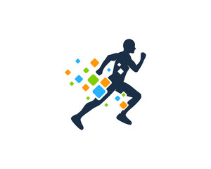 Fototapeta na wymiar Pixel Run Icon Logo Design Element
