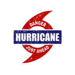 Hurricane Just Ahead Danger Warning Rubber Stamp