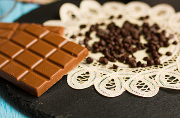 Dark chocolate and milk chocolate, with red hot chili peppers, free space for text