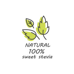 Vector set of stevia labels, logos, badges, icons. Natural sweetener design element. Organic stevia icon isolated.