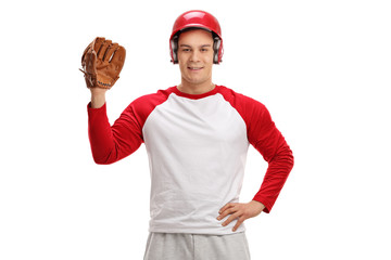 Baseball player with a glove