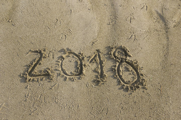 happy new year 2018 on beach
