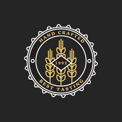 Set of linear brewery logos. Labels with bottles and hops