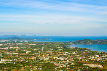 Panoramic view from the hill Big Buddha in Phuket Thailand