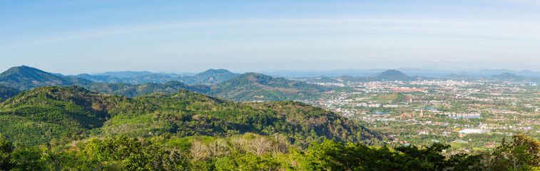 Fototapeta na wymiar Panoramic view from the hill Big Buddha in Phuket Thailand
