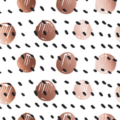 rose gold color abstract circle geometry vector illustration. tender elegant celebration style seamless pattern design