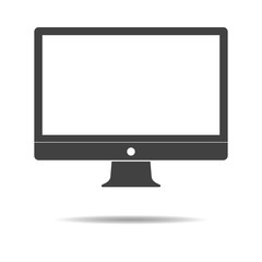 Desktop computer and monitor icon - simple flat design isolated on white background, vector