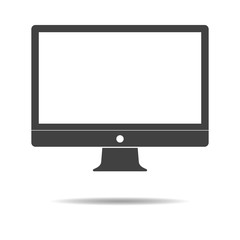 Desktop computer and monitor icon - simple flat design isolated on white background, vector