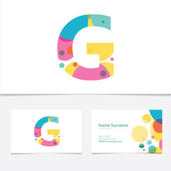 Creative Letter G design vector template on The Business Card Template. Abstract Colorful Alphabet .Friendly funny ABC Typeface. Type Characters