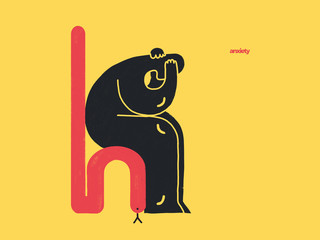 Anxiety. Emotional stress. Conceptual illustration with vivid colors on person suffering from anxiety symptoms. Snake and venom as a metaphor of anxiety.