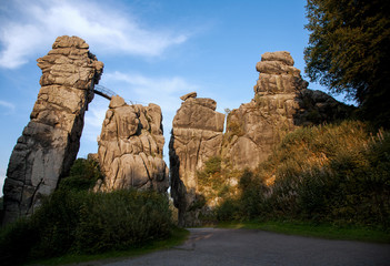 The Externsteine,  sandstone rock formation in the Teutoburg Forest, Germany