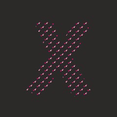 X vector dotted alphabet letter isolated on black background