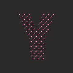 Y vector dotted alphabet letter isolated on black background