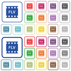FLV movie format outlined flat color icons