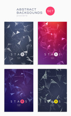 3d abstract covers set. Lines and triangular Shapes composition. Futuristic design posters