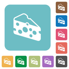 Sclice of cheese rounded square flat icons