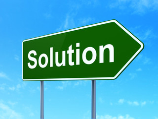 Finance concept: Solution on road sign background