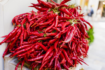Fototapeta premium a bunch of hot red peppers