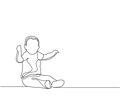 vector, baby sketch, outlines sitting