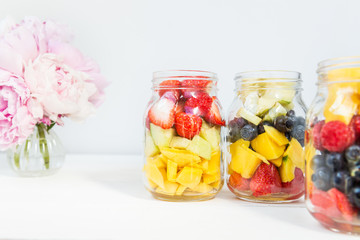 Fruit and Berry Salads in Jars