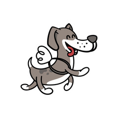 happy dog flies on the wings, illustration coloring pages for children