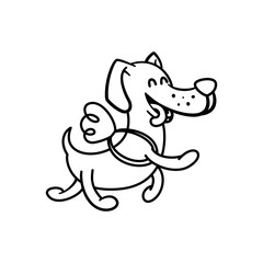 happy dog flies on the wings, illustration coloring pages for children