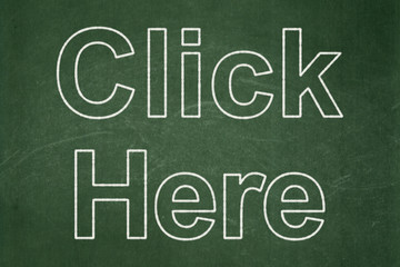 Obraz premium Web development concept: Click Here on chalkboard background