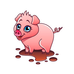 Cartoon pig isolated vector illustration