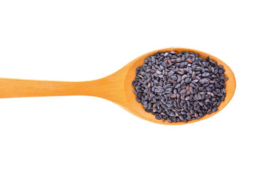 Black sesame on a white background