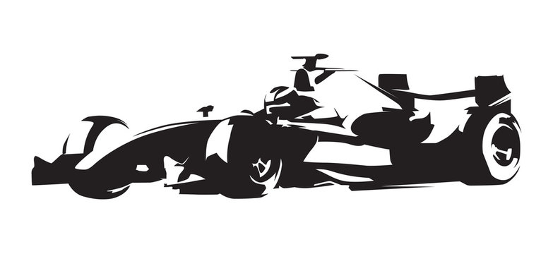 Formula race car, abstract vector silhouette