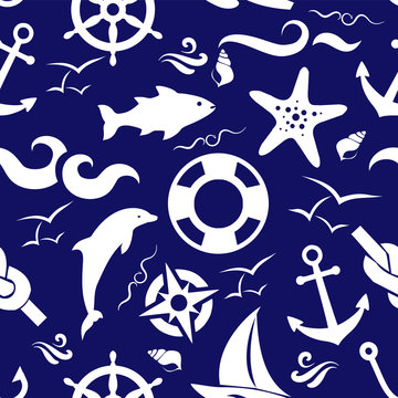 Beautiful marine seamless vector pattern