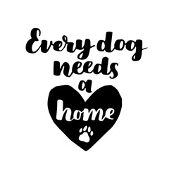 Vector lettering with saying about dog adoption. Don't shop, adopt. Modern calligraphy phrases on isolated background.
