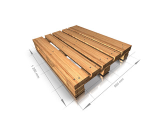 3d illustration of an empty wooden pallet