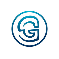  letter G within a circle logo, icon design, isolated on white background.