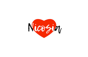 European capital city nicosia love heart text logo design