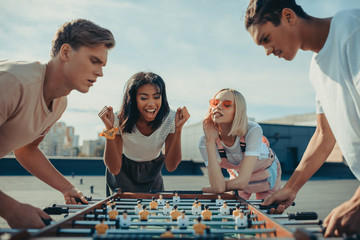 men playing table football