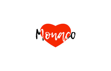 European capital city monaco love heart text logo design