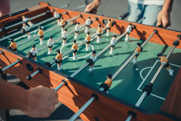 people playing table football