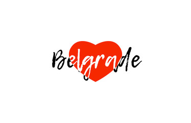 European capital city belgrade love heart text logo design