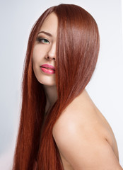 Fototapeta premium woman with long beautiful hair