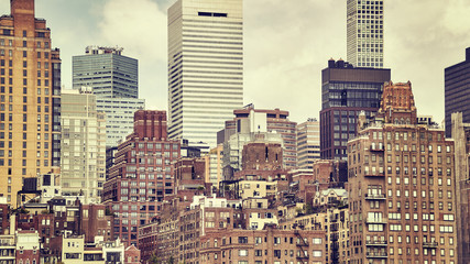 Fototapeta na wymiar Vintage stylized picture of Manhattan varied architecture, New York City, USA.