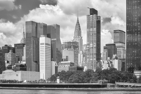 Fototapeta Czarno-biały obraz Manhattanu, Nowy Jork, USA.