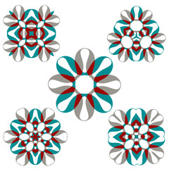 Beautiful colorful flower ornament set